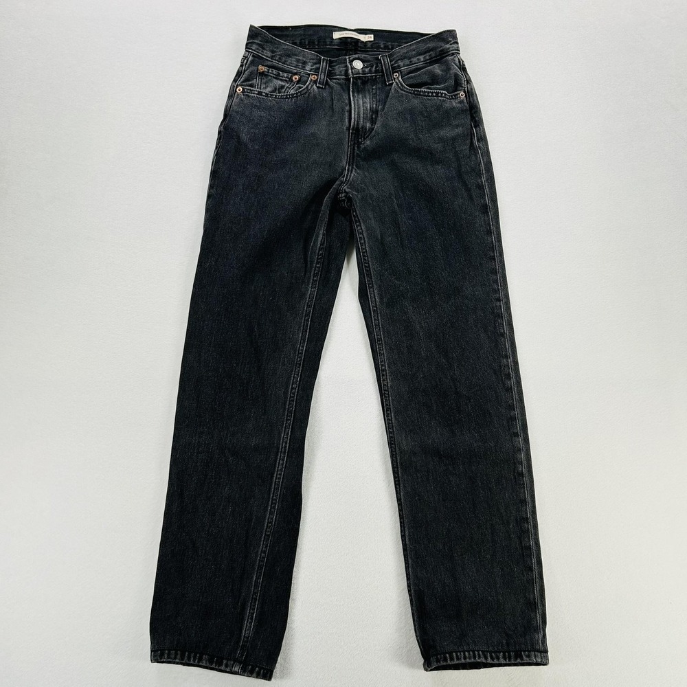 Levi's Low Pro Straight Jeans Womens 24 Gray Charcoal Wash Denim Pants 5 Pocket